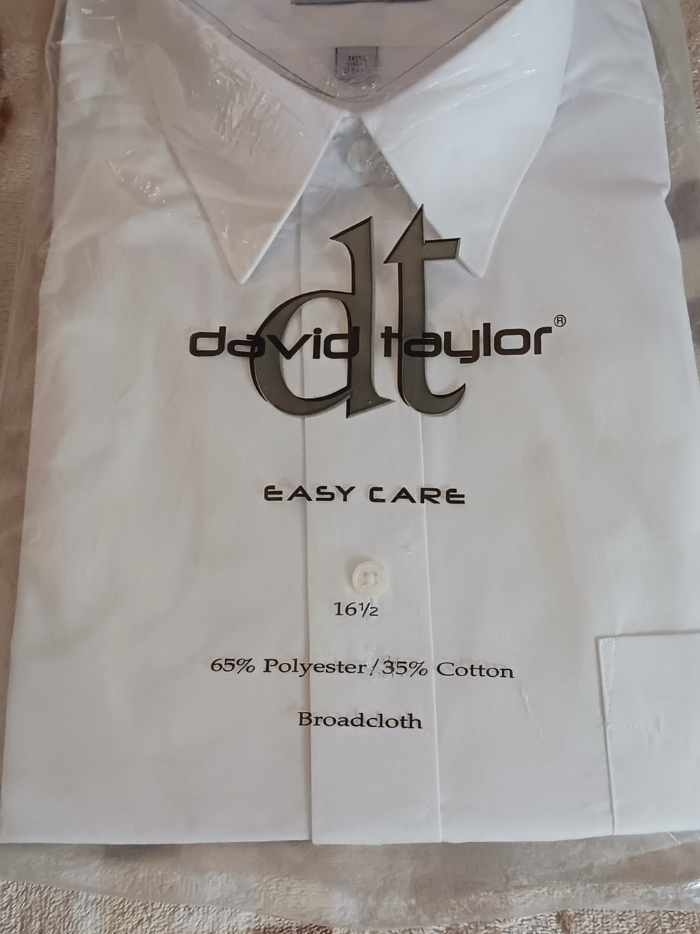 David Taylor Men’s White Dress Shirt - Broadcloth Easy Care